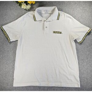 Vintage Bike Green Bay Packers Polo Shirt Mens Large White Made in USA NFL 90s
